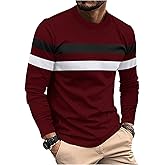 SOLY HUX Men's Color Block Striped T Shirt Long Sleeve Crew Neck Tee Tops Casual Fall Clothes