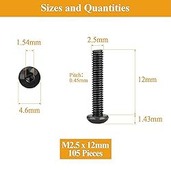 105 Pieces M2.5 x 12mm Button Head Socket Cap