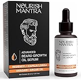 NOURISH MANTRA - Advanced Beard Growth Oil Serum | Made with Redensyl, Capilia Longa, Argan Oil, Vitamin E and Jojoba Oil for Fuller, Thicker & Healthier Beard Growth | Beard Oil Serum For Men | 30 ml