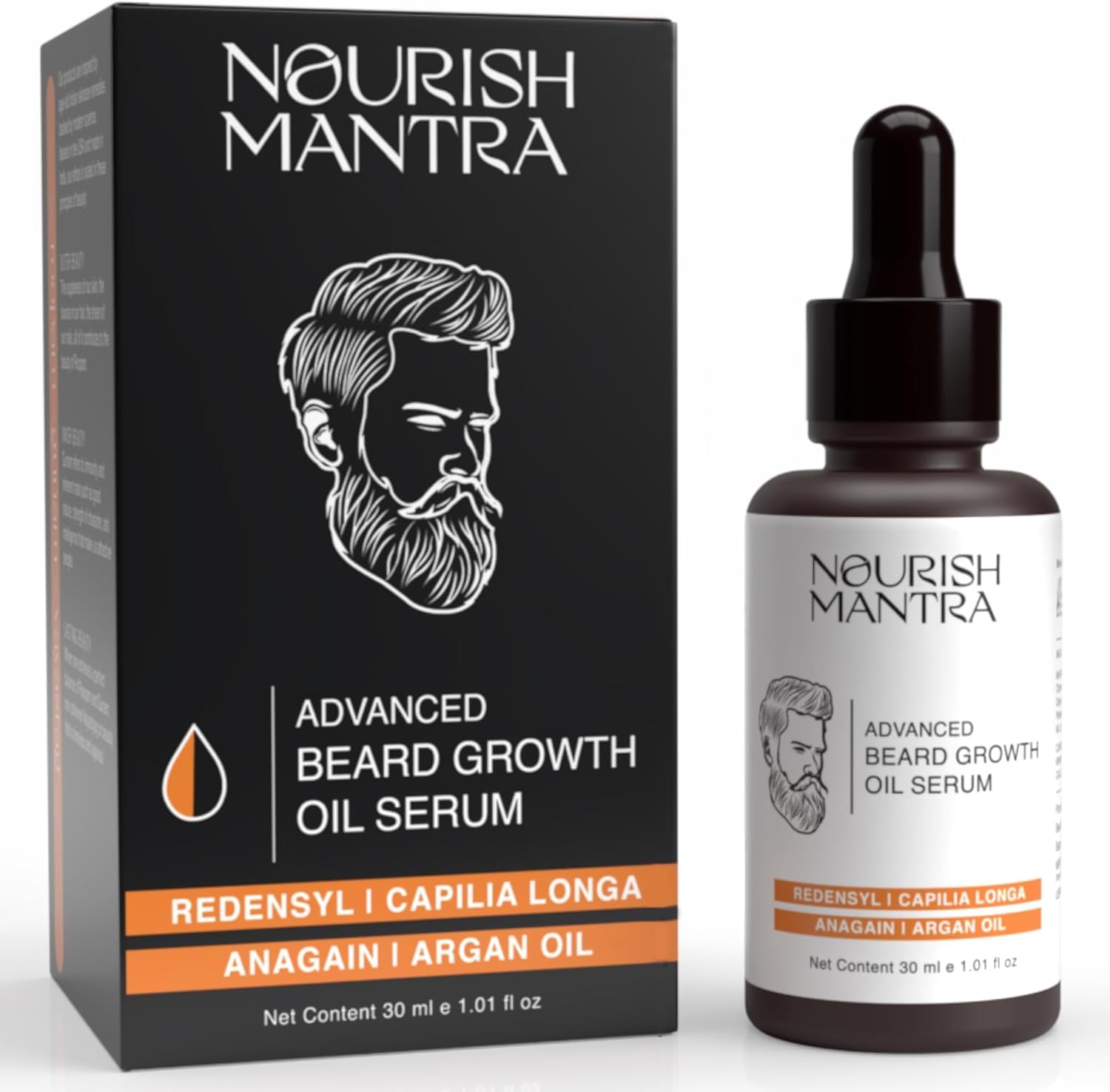NOURISH MANTRA Advanced Beard Growth Oil Serum 30 ml | Beard Oil for Fuller & Thicker Beard Growth
