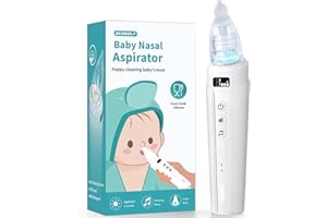 Electric Nasal Aspirator for Baby, ECOSELF Self-Cleaning Babies Nose Sucker, Automatic 5L Flow Nose Aspirator with IPX6 Waterproof, 3 Suction Levels, Pause Music & 8 Lights Booger Sucker for Toddlers
