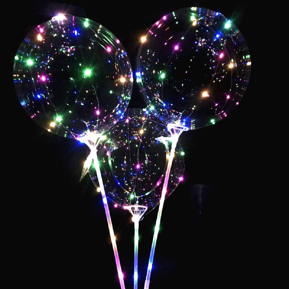 Party Balloons Light up Balloons for Halloween, Christmas, New Year - Shining Balloons with Holding Sticks [3 Packs]