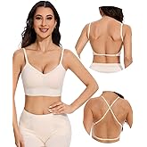 newlashua Low Back Bra - Backless Bra, V Neck Bralette for Women Wireless Multiway Convertible Halter Bras