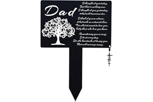 LIYAOLI Grave Decorations for Cemetery for Dad,Metal Temporary Grave Marker,Waterproof Memorial Plaques for Outdoors,Garden Cemetery Plaques for Grave Site Decor,with Cross Charm