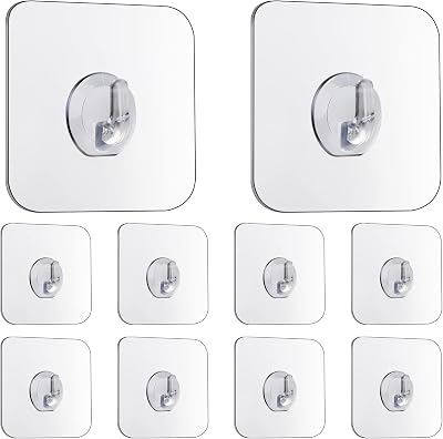 Juliyeh Magic Hooks Transparent Self-Adhesive 10 Pack 10 kg Load