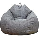 Stuffed Animal Storage Bean Bag Cover (No Filler) Extra Soft Beanbag Seat Chair Covers-Cotton Linen Memory Foam Beanbag Replacement Cover for Adults Children without Filling
