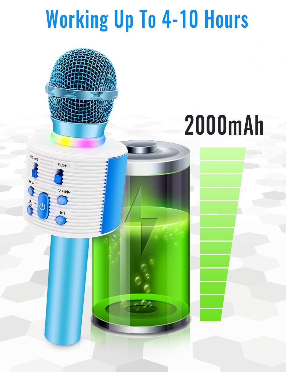 Wireless Bluetooth Microfono Karaoke con Altoparlante Pro per Adulti e Bambini Portatile KTV Karaoke Player Compatibile con Android/PC/Smartphone Regali di compleanno di Mic Home Party