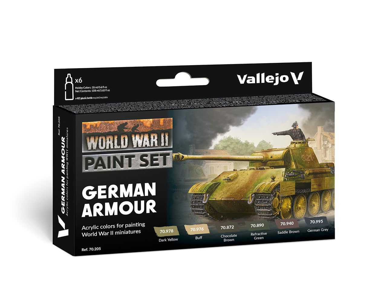 Vallejo Model Color Acrylic Paint, Matte Finish for WWII German Armour, 18 ml, Self-Leveling and BSL System for Modeling and Figures