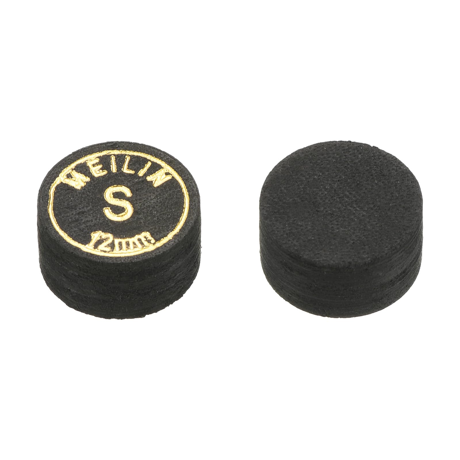 M METERXITY 2 Pack Pool Cue Tips - Laminated Billiard Cue Tips, Soft Multiple Layer Faux Leather, Apply to Pool Cues/Snooker (12mm Dia, Black)