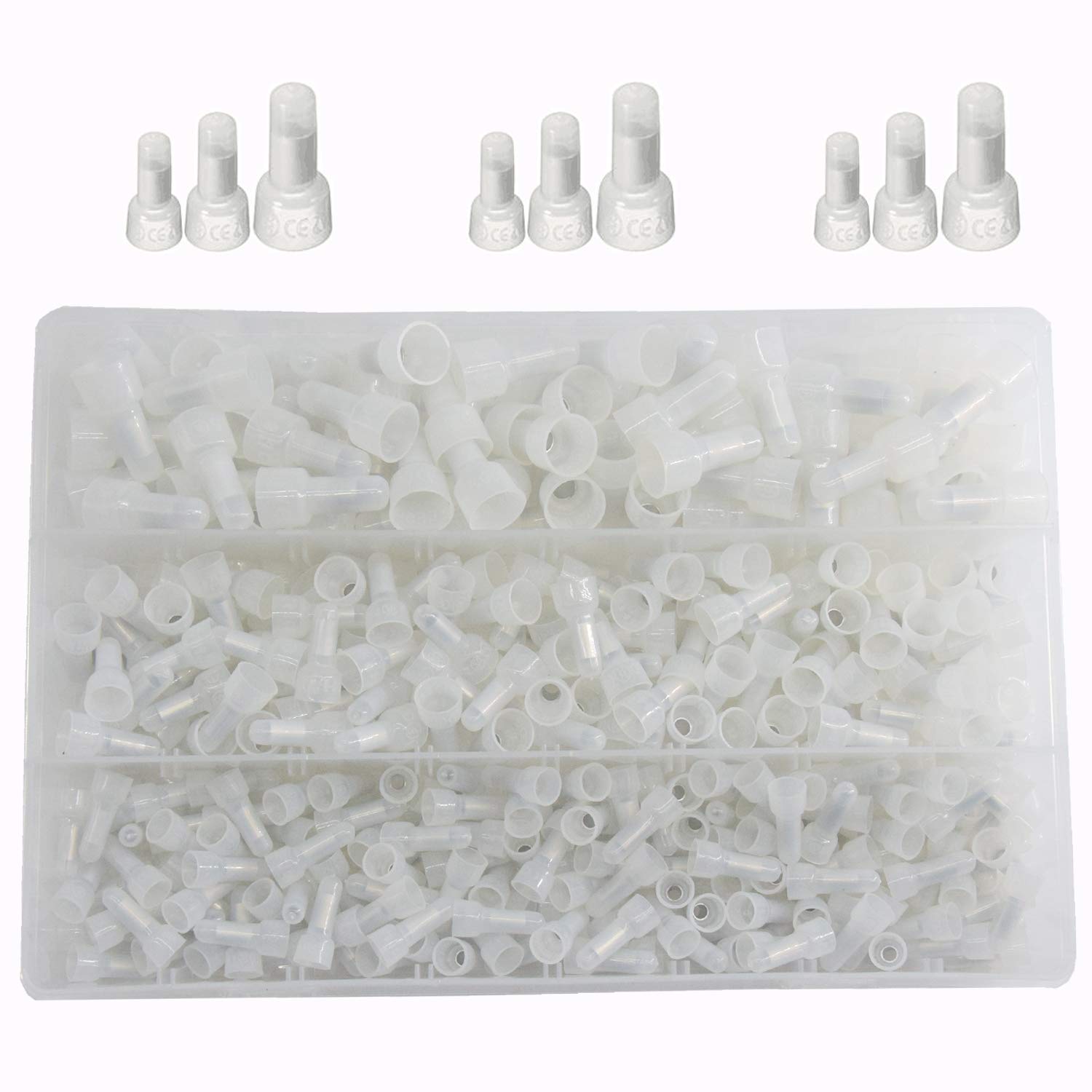 CEEYSEE 450Pcs Closed End Wire Connectors Nylon Crimp Caps Crimp Closed Line Splice Terminals Connectors Kit（NM)