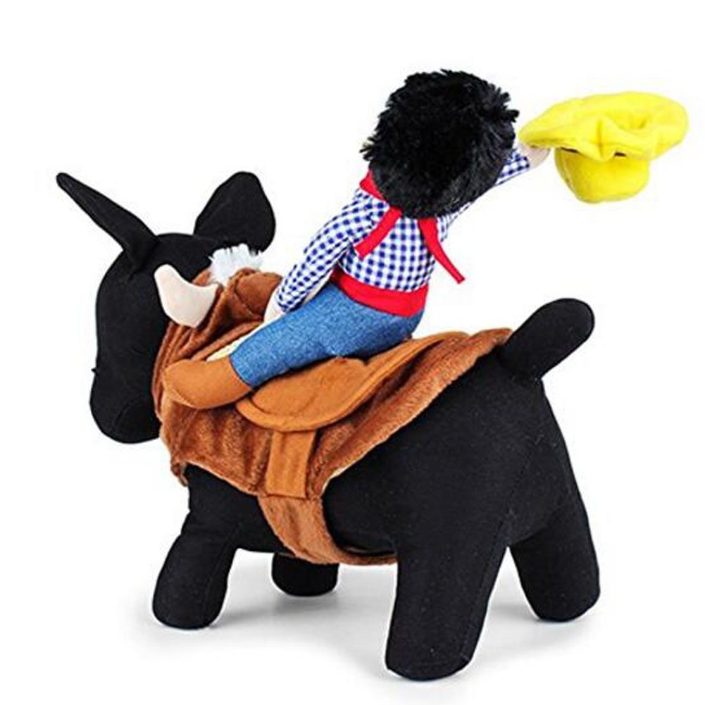 NACOCO Cowboy Rider Dog Costume for Dogs Clothes Knight Style with Doll and Hat for Halloween