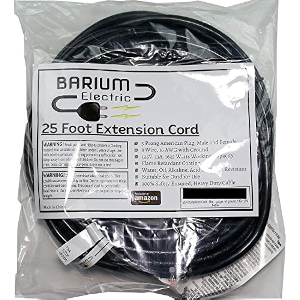 25 Ft Extension Cords Black 16 AWG 1625 Watt 13 Amp 120 Volt Electronics, W/ eBay