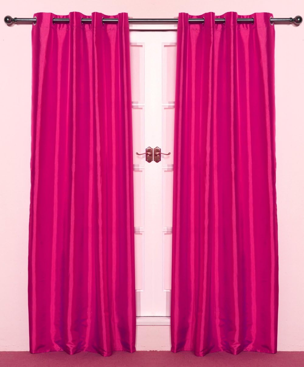 Bright Pink Pair Of Eyelet Taffeta Curtains 90 Drop Amazon Co Uk