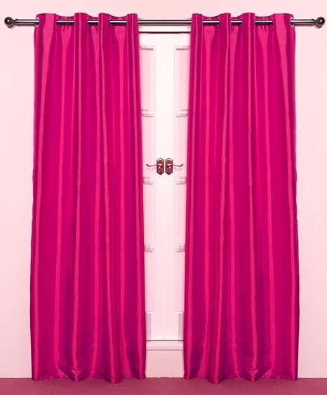 Bright Pink Pair Of Eyelet Taffeta Curtains 90 Drop Amazon Co Uk