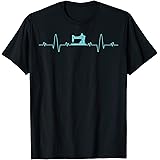 Funny Sewers seamstress Quilters Presents Tees.Sewing Machine Heartbeat Funny Quilters Patchwork Handcrafts T-ShirtOEKO-TEX STANDARD 100
