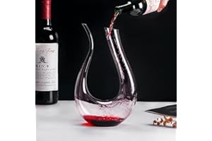 Wine Decanter - 100% Lead-Free U Shaped Crystal Glass Wine Carafe Hand-Blown Red Wine Decanter Carafe 1.5L