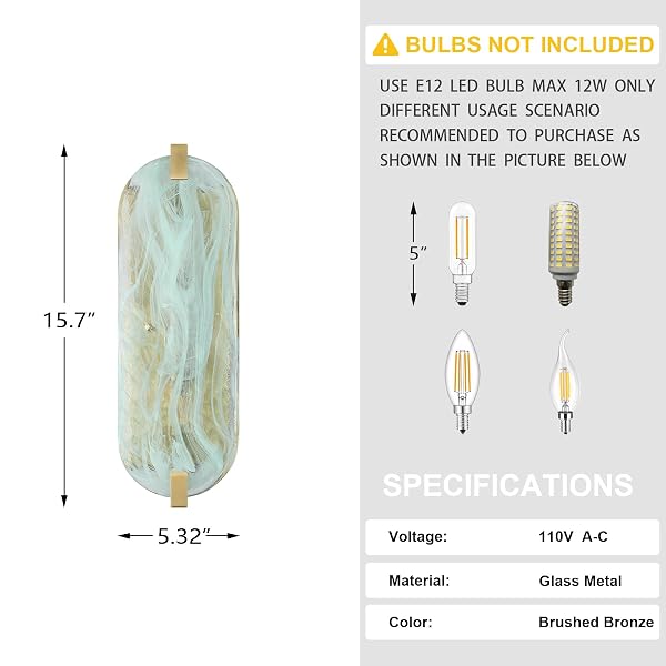 RAINLIGHTING 2 LIGHT OVAL GREEN GLASS BATHROOM WALL SCONCE MODERN CONCISE STYLE WALL LIGHT FIXTURE,GOLD FINISH FOR BEDROOM HALLWAY BEDSIDE