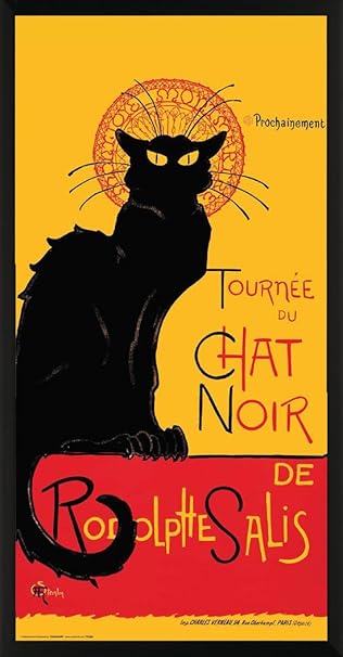 Culturenik Theophile Steinlen Chat Noir The Black Cat Cabaret Vintage Advertising Art Print Framed 12x24 Poster