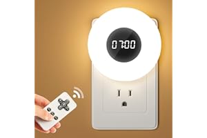 ONE FIRE 【2 PACK】 Bathroom Clock,10 Levels Dimmable+3 Light Colors+Remote Shower Clock+Bathroom Night Light, 90 Lumen Shower Timer+Light Timer, Aora Night Light, Nightlight Plug in Night Lights for Wall Socket