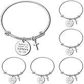 Dabihu 6pcs Christian Sister Bracelet Religious Gift for Sisters Friends Religious Sisters Jewelry Faith Gifts for Women Friendship Gifts Motivational Bangle for Best Friend Baptism Faith Gift