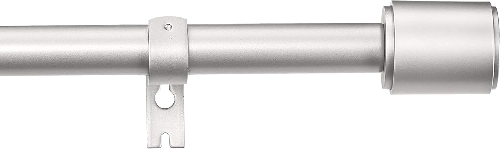 Amazon Basics Extendable Curtain Pole Nickel 183-366 cm with Cap Finials