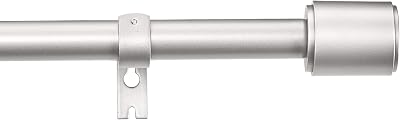 Amazon Basics Extendable Curtain Pole Nickel 183-366 cm with Cap Finials