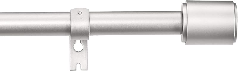 Amazon Basics Extendable Curtain Pole Nickel 183-366 cm with Cap Finials