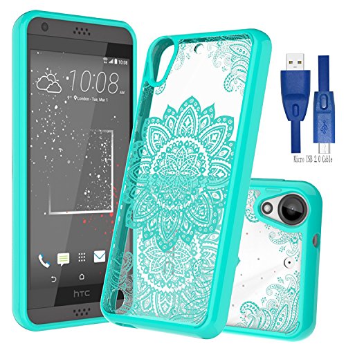 HTC Desire 530 / HTC Desire 630 / HTC Desire 555 Clear Case With Micro USB 2.0 C,Wtiaw [Scratch Resistant] Acrylic Hard Cover With Rubber TPU Bumper Hybrid Ultra Slim Protective For HTC D530U YKL Mint