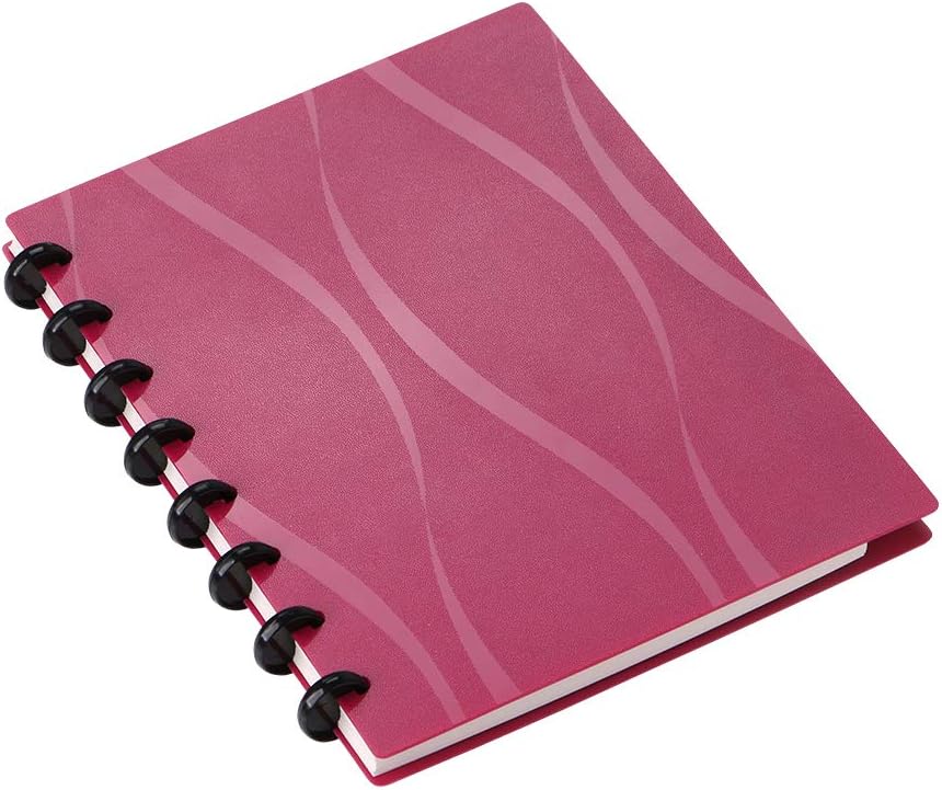 Eagle Discbound A5 Notebook, Customizable Refillable Loose Leaf Planner, Junior Size, Poly Cover, 60 Sheets Ruled/Lined Pages (Pink)