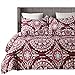 Vaulia Lightweight Microfiber Duvet Cover Set, Bohemia Exotic Patterns Design, Red/Grey Reversible Color - Queen Size