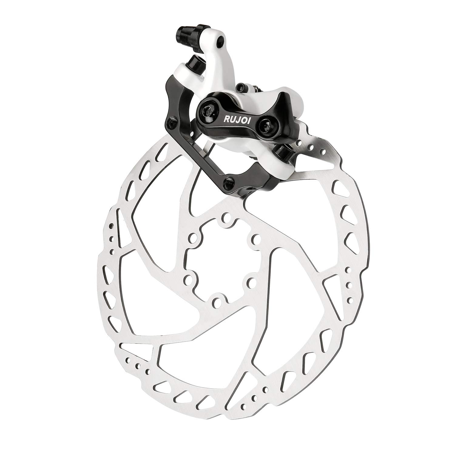 RUJOI Bike Disc Brake Kit, Aluminum Rear Caliper, Full Aluminum Alloy Bicycle Brake Lever, 160mm Rotor, Mechanic Tool-Free Pad Adjuster for Road Bike, Mountain Bike (1 Set) — image 1