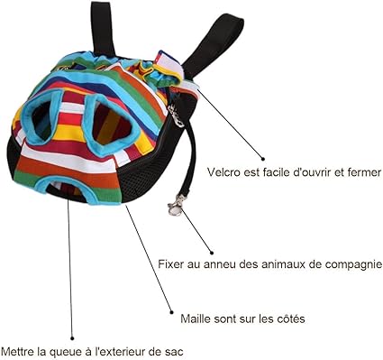 Dazone Sac De Transport Ventral Dorsal Pour Petit Chien Chiot Chihuahua Yorkshire Bouledogue Français En Canevas Larc En Ciel M