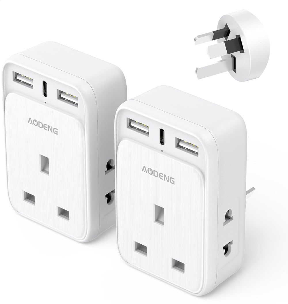 Aodeng UK to Australia 6-IN-1 Plug Adapter 2 USB Type I Shaver UK NZ AU
