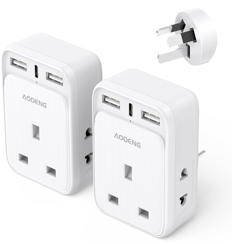 Aodeng UK to Australia 6-IN-1 Plug Adapter 2 USB Type I Shaver UK NZ AU