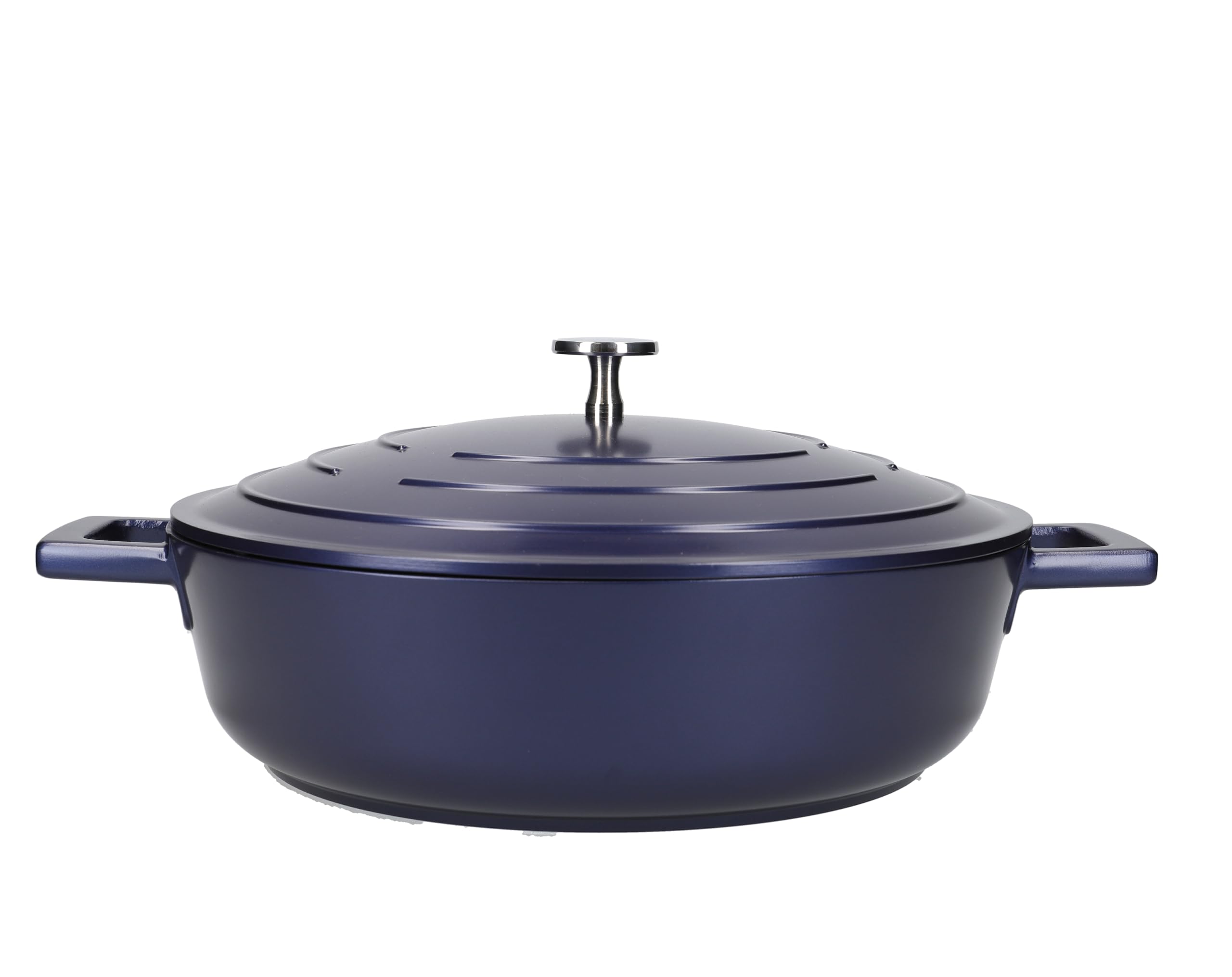 MasterClass Shallow Casserole Dish with Lid 4 Litre/28 cm, Lightweight Cast Aluminium, Induction Hob and Oven Safe, Blue