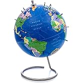 Magnetic World Globe, 10" Magnetic Standing Sphere for Office Desk or Classroom, Perfect Geography Globe with Stand for Home Decoration and Education - Bullseye Office (Blue)