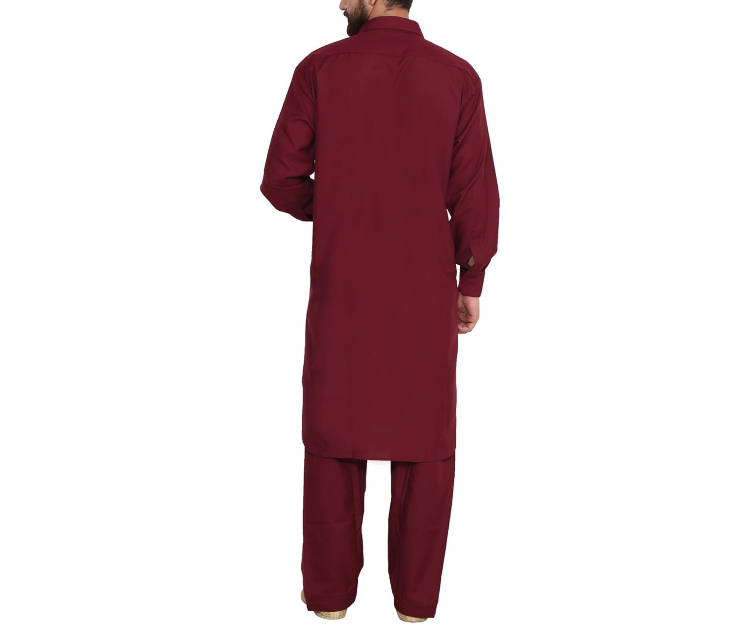 sojanya (since 1958) men's maroon cotton blend pathani kurta salwar