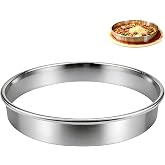 7 Inch Stainless Steel Ring Mold for Pizza Baking Tart and Cookie Making | 304 stainless steel ring mold creates even pizza shapes and sauce layers,perfect for pizza dough, tarts, cookies