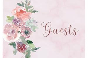 Wedding Guest Sign In Book: Pink Marble & Rose Guestbook for Marriage Ceremony or Wedding Reception