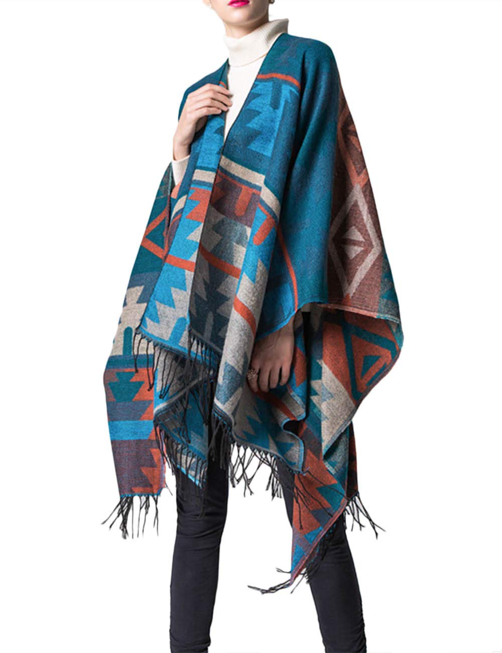 xxxiticat Women's Native American Trendy Cashmere Plaid Pattern Wrap Shawl Cardigan Poncho Cape Scarf xxxiticat Women's Native American Trendy Cashmere Plaid Pattern Wrap Shawl Cardigan Poncho Cape Scarf
