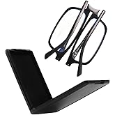 SKYOAK Evolved Folding Reading Glasses For Women Men Blue Light Blocking Anti UV Eyestrain Foldable Portable Compact Readers with Flat Hard Case Pocket Computer glasses 1.5 BLACK