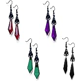 4 Pairs Gothic Halloween Earrings Set for Women Red Black Crystal Vampire Dangle Earrings Punk Rock Style Bat Drop Earrings Costume Party Holiday Festive Jewelry Gift