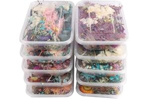 ALAPASTE SANGDA Dry Plants for Aromatherapy Candle, 4 Box Premium Dried Pressed Leaves and Flowers Handmade DIY Dried Flowers for Resin Jewelry Pendant Crafts Floral Decoration