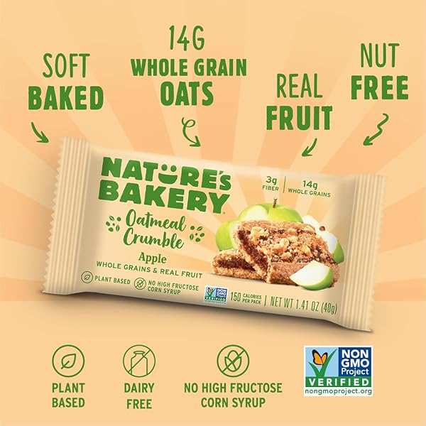 NATURE’S BAKERY OATMEAL CRUMBLE APPLE BARS, 1.41 OZ, 6 CT