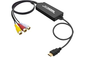 Tackston RCA to HDMI Converter, AV to HDMI Video Converter Compatible with Xbox Wii NES N64 PS ONE, PS2, PS3, Sega Genesis VHS VCR DVD Players, 1080P Composite to HDMI Video Converter Cable
