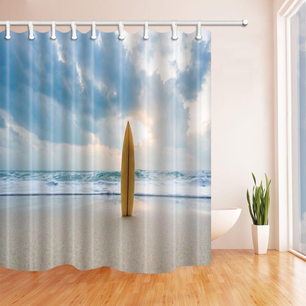 Amazon Com Chuami Beach Shower Curtain Summer Blue Sky Sunshine