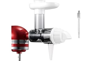 JAYOBGO Juicer Attachment for KitchenAid Mixers - Masticating Juicer Accessories Slow Juicer for Kitchen Aid All Models Stand Mixers, Spiralizer Citrus Juicer Parts, Separate Juice and Pomace (White)