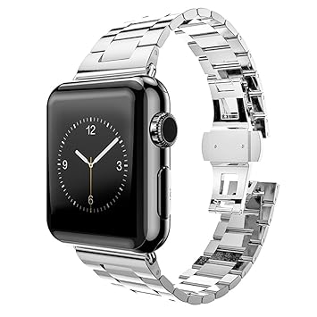 MPTECK @ 42mm Plata Correa de Reloj Banda de Acero ...