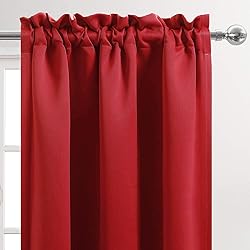 DWCN Red Blackout Valance for Windows Rod Pocket