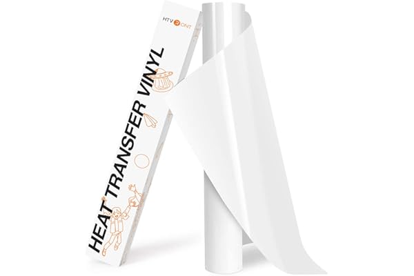 HTVRONT HTV Roll Heat Transfer Vinyl - 12" x 8ft White HTV Vinyl for Shirts, Iron on Vinyl for All Cutting Machine - Easy to